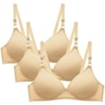 thumbnail image 1 of ATOYSOY Women's 3Pc Everyday Bra Wireless Breathable Push Up Underwear Smoothing Comfort Bra Triangle Bralette Bra Beige L, 1 of 5
