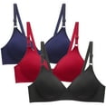 thumbnail image 1 of ATOYSOY Women's 3Pc Everyday Bra Wireless Breathable Push Up Underwear Smoothing Comfort Bra Triangle Bralette Bra Blue S, 1 of 6