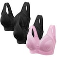 thumbnail image 1 of ATOYSOY Women's 3Pc Plus Size Everyday Bra Wireless Ruched Lace Breathable Push Up Underwear Front Closure Smoothing Comfort Bra Pink M, 1 of 5