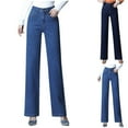 thumbnail image 1 of ATOYSOY Women's Activewear Jeans Wide Leg Pants for Ladies Fashion Sweatpants High Waist Straight Leg Trousers Relaxed Denim Casual Work Track Pants Vacation Blue 28, 1 of 3