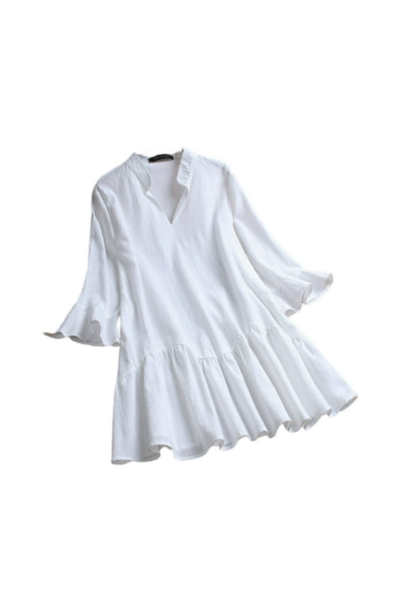Women's Activewear Loose Pullover Dressy V Neck Ruffle Blouses Short Sleeve Basic Tees Casual Cotton Flowy Tunic Workout Summer Plus Size Tops White XXXXXL