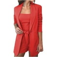 thumbnail image 1 of ATOYSOY Women's Business Attire Casual Outfits Plus Size 3Pc Blazer Suit Sets Dress Shorts Solid Work Coat Tank Tops Long Sleeve Cardigan Lapel Open Front Jacket Trendy Red XXXL, 1 of 6