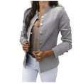 thumbnail image 1 of ATOYSOY Women's Business Attire Casual Single Breasted Button Plus Size Short Blazer Suit Lapel Open Front Cropped Jacket Solid Work Coat Long Sleeve Cardigan Trendy Gray XXL, 1 of 5