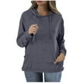 thumbnail image 1 of ATOYSOY Women's Casual Cotton Shirts Loose Hoodie Tops Long Sleeve Tees Fall Winter Fashion Crew Neck Sweatshirts Pockets Outwear Pleated Pullover Workout Gray XXL, 1 of 5