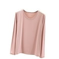 thumbnail image 1 of ATOYSOY Women's Casual Cotton Shirts Slim Basic Tops Round Neck Sweatshirts Outwear Long Sleeve Tees Fall Winter Fashion Solid Color Pullover Pink XXL, 1 of 6