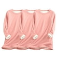 thumbnail image 1 of ATOYSOY Women's Casual Fuzzy Shirts 3 Pack Plus Size Fleece Basic Tops Long Sleeve Thicken Tees Fall Winter Crew Neck Sweatshirts Outwear Warm Solid Color Pullover Pink L, 1 of 3