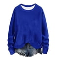 thumbnail image 1 of ATOYSOY Women's Casual Ribbed Shirts Knitted Sweaters Loose Tops Crew Neck Sweatshirts Outwear Fashion Solid Color Pullover Workout Long Sleeve Tees Fall Winter Blue S, 1 of 5