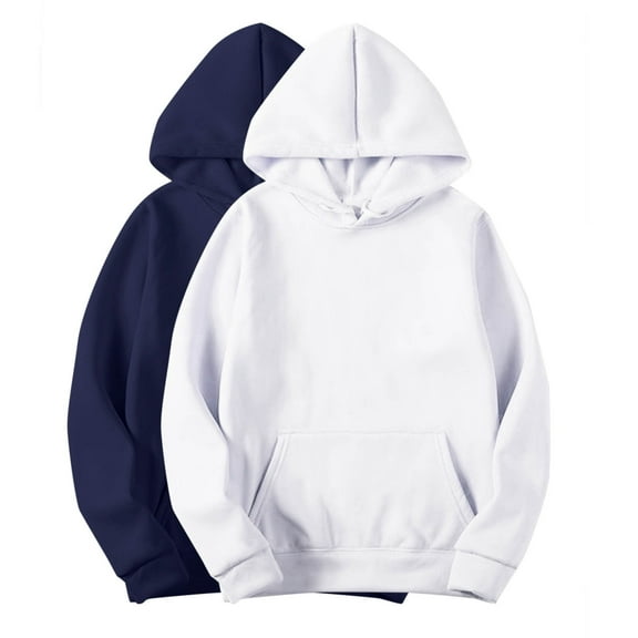 ATOYSOY Women's Casual Shirts 2 Pack Loose Hoodie Tops Crew Neck Sweatshirts Outwear Solid Color Pullover with Pockets Long Sleeve Tees Drawstring Fall Winter S