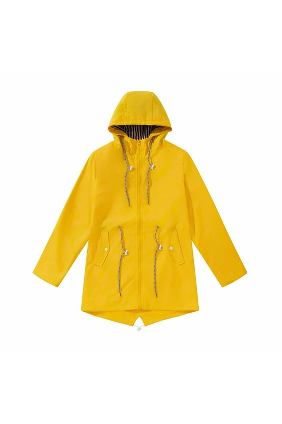 Women's Casual Sweatshirts Zipper Loose Hoodie Jackets Windbreaker for Women Long Sleeve Tops Outwear Open Front Cardigan Fall Winter Striped Midi Coat Yellow XXL