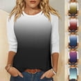 thumbnail image 1 of ATOYSOY Women's Gradient Pullovers Casual 3/4 Sleeve Tops Cute Going Out Business Tees Slim Raglan Shirts Round Neck Blouses Summer Holiday Fashion Clothes Black L, 1 of 5