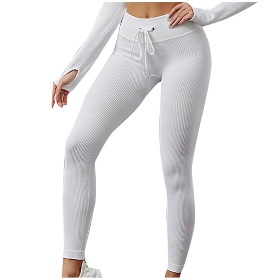 ATOYSOY Women's Solid Color Lounge Pants Sports Activewear Yoga Legging Workout Skinny Trousers Casual Joggers Sweatpants Summer High Waist Drawstring Retro S