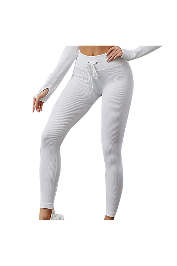 Women's Solid Color Lounge Pants Sports Activewear Yoga Legging Workout Skinny Trousers Casual Joggers Sweatpants Summer High Waist Drawstring Retro S
