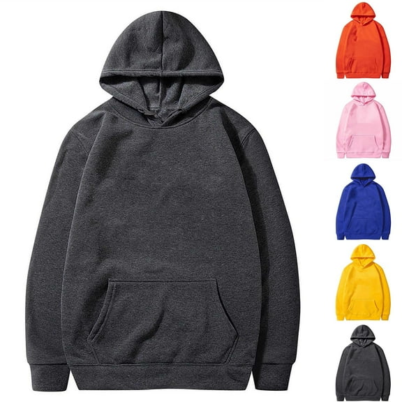 ATOYSOY Women's Solid Color Pullover with Pockets Loose Sweaters Casual Hoodie Sweatshirts Crew Neck Blouses Outwear Fashion Long Sleeve Tops Fall Winter Retro Blue L