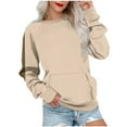 thumbnail image 1 of ATOYSOY Women's Color Block Pullover with Pockets Crew Neck Sweatshirts Casual Shirts Pockets Long Sleeve Tees Fall Winter Fashion Outwear Loose Tops Brown S, 1 of 5
