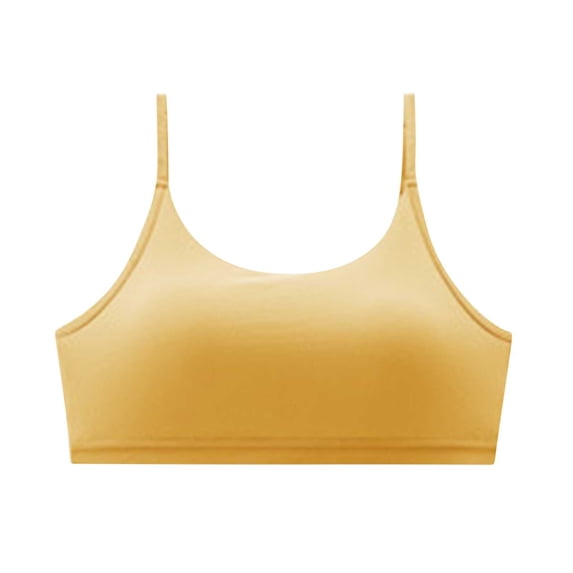 ATOYSOY Women's Cotton Lined Padded Camisoles Everyday Bra Sports Bra Yoga Running Activewear Spaghetti Strap Wirefree Underwear Push Up Comfort Bra Breathable Yellow L