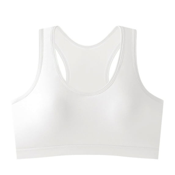 ATOYSOY Women's Cotton Lined Sports Bra Everyday Bra Camisoles Underwear Push Up Teens Breathable Comfort Bra Workout Yoga Running Activewear Seamless Racerback White L