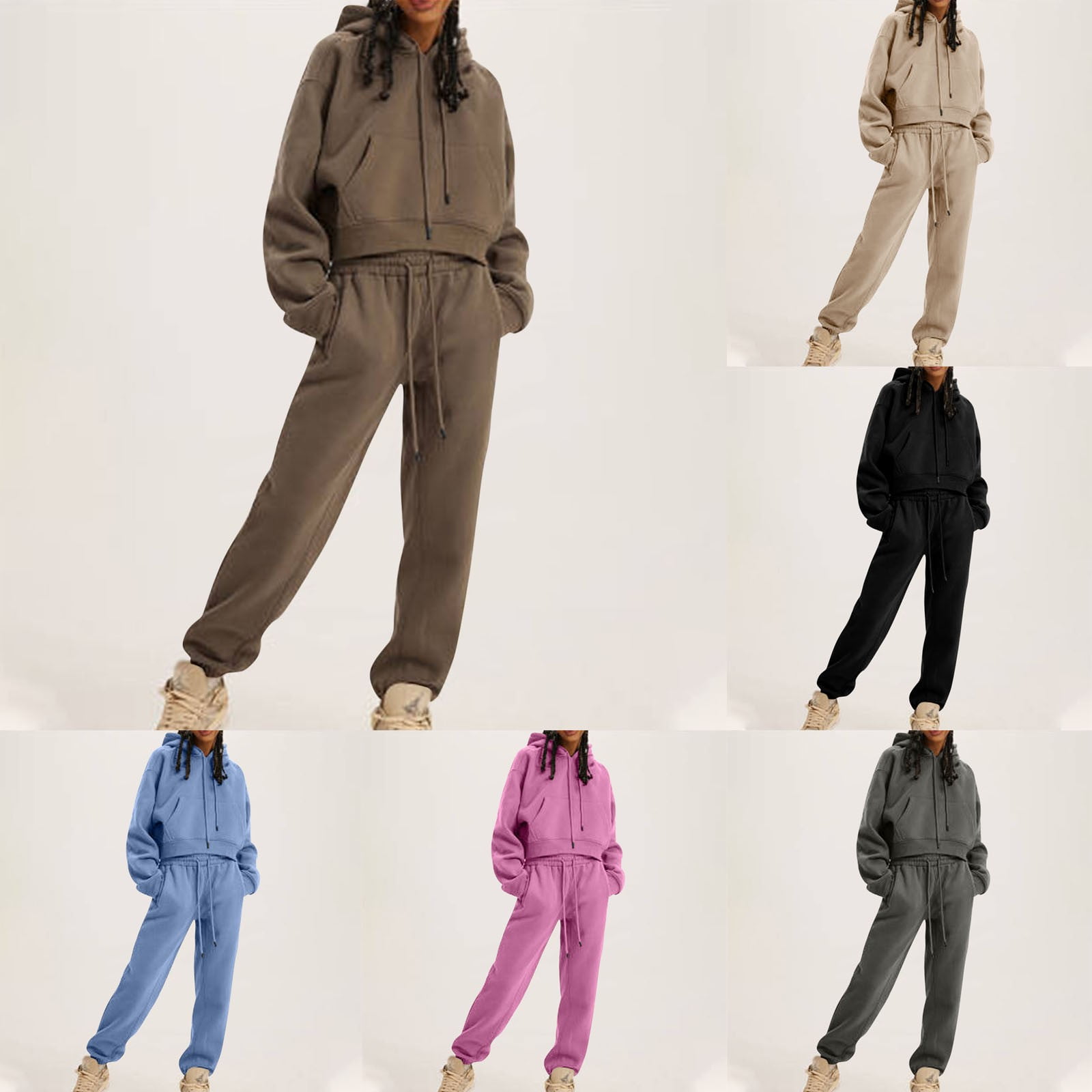 Dezsed Two Piece Outfits For Women Casual Long Sleeve Sweatsuits Jogger Pants Tracksuits Lounge Sets With Pockets Hot Pink Xl On Clearance - View #11