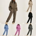 thumbnail image 1 of ATOYSOY Women's Crew Neck Lounge Sets Fall Two Piece Hoodie Outfits Activewear Sweatshirts Cargo Joggers Sweatsuits Casual Trendy Pockets Tracksuits Black L, 1 of 6