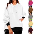 thumbnail image 1 of ATOYSOY Women's Crew Neck Sweatshirts Loose Hoodie Tops Pockets Long Sleeve Tees Fall Winter Fashion Color Block Pullover Outwear Casual Shirts Brown L, 1 of 6