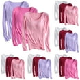 thumbnail image 1 of ATOYSOY Women's Crew Neck Sweatshirts Outwear 3 Pack Slim Basic Tops Retro Casual Cotton Shirts Long Sleeve Tees Fall Winter Fashion Solid Color Padded Pullover Pink L, 1 of 3