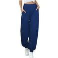 thumbnail image 1 of ATOYSOY Women's Elastic Waist Jog Pants for Teen Sweatpants for Girls Casual Junior Trousers Sports Cute Joggers Workout Plus Size Full Length Pants with Pocket Blue XXL, 1 of 6