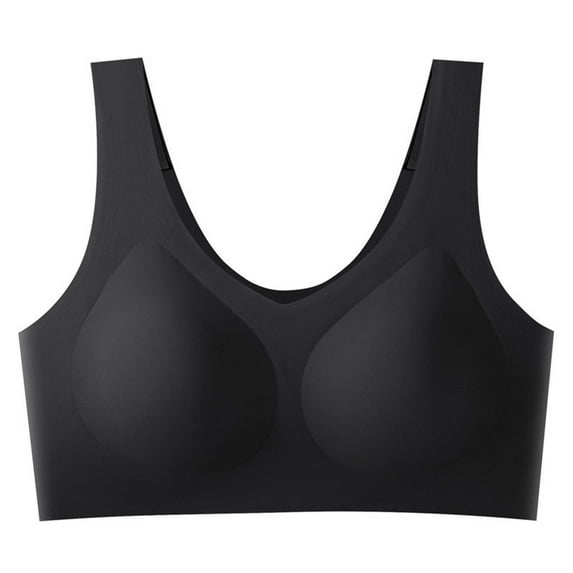 ATOYSOY Women's Everyday Bra Seamless Thin Lightly Wirefree Teens Bralette Solid Color Underwear Workout Push Up Breathable Comfort Bra Black Free Size
