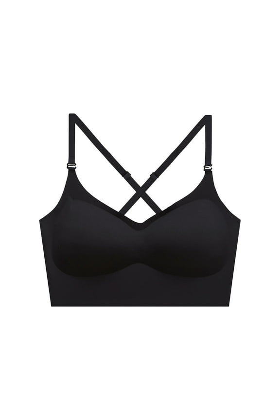 Women's Everyday Bra Seamless Wirefree Comfort Bra Bralette Solid Color Underwear Teens Workout Breathable Push Up Black M