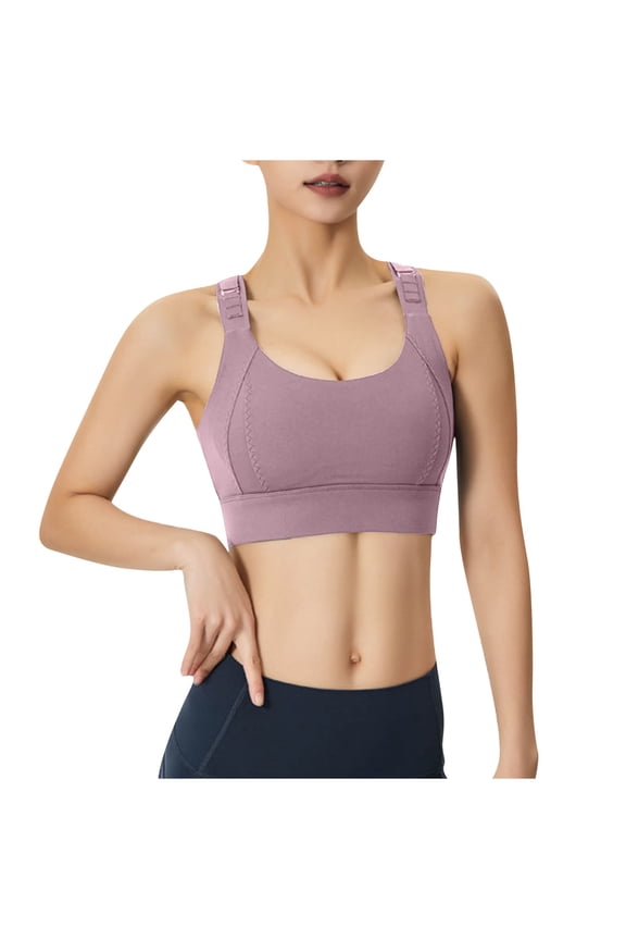 Women's Everyday Bra Sports Bra Yoga Running Activewear Slim Basic Tank Tops Bralette Solid Color Underwear Teens Push Up Comfort Bra Breathable Purple XXXXXL