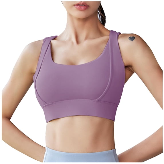 ATOYSOY Women's Everyday Bra Sports Bra Yoga Running Activewear Thin Lightly Slim Basic Tank Tops Push Up Bralette Underwear Teens Comfort Bra Breathable Purple M