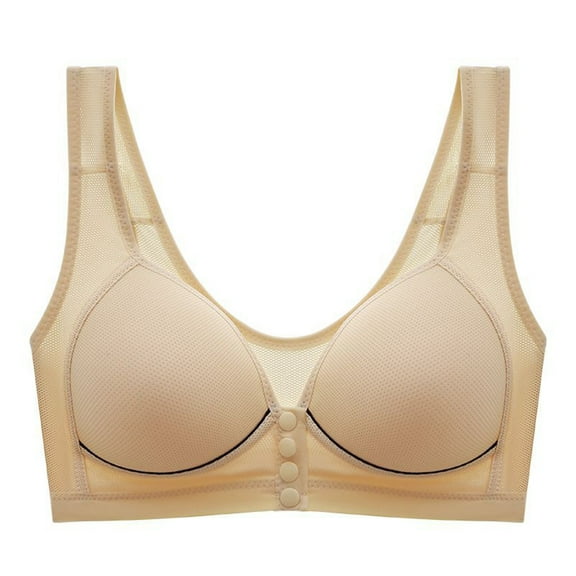 ATOYSOY Women's Everyday Bra Wireless Breathable Push Up Underwear Front Closure Smoothing Comfort Bra Seamless Beige M