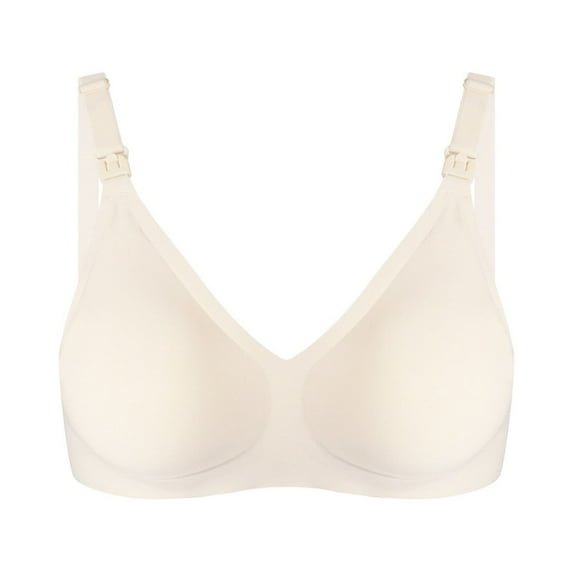 ATOYSOY Women's Everyday Bra Wireless Breathable Push Up Underwear Nursing Front Closure Smoothing Comfort Bra Beige XXL