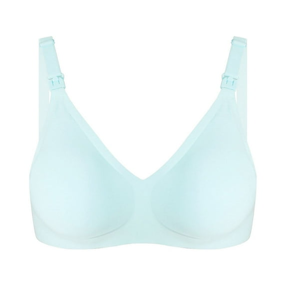 ATOYSOY Women's Everyday Bra Wireless Breathable Push Up Underwear Nursing Front Closure Smoothing Comfort Bra Blue XL