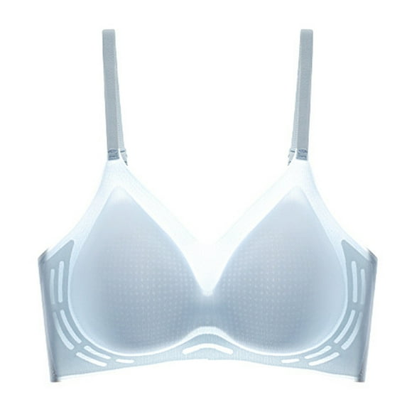 ATOYSOY Women's Everyday Bra Wireless Breathable Push Up Underwear Smoothing Comfort Bra Triangle Bralette Bra Deep V Blue L