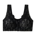 thumbnail image 1 of ATOYSOY Women's Everyday Bra Wireless Floral Graphic Breathable Push Up Underwear Front Closure Smoothing Comfort Bra Seamless Clearance Black L, 1 of 2