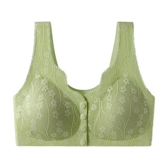 ATOYSOY Women's Everyday Bra Wireless Floral Graphic Breathable Push Up Underwear Front Closure Smoothing Comfort Bra Seamless Clearance Green XXL