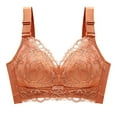 thumbnail image 1 of ATOYSOY Women's Everyday Bra Wireless Floral Lace Breathable Push Up Underwear Smoothing Comfort Bra Support Full Coverage Bra Orange M, 1 of 3
