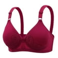 thumbnail image 1 of ATOYSOY Women's Everyday Bra Wireless Lace Breathable Push Up Underwear Support Full Coverage Bra Thin Lightweight Smoothing Comfort Bra Bowknot Red S, 1 of 2
