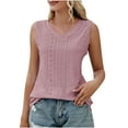 thumbnail image 1 of ATOYSOY Women's Eyelet Loose Tank Tops Dressy Tunic Casual Workout Summer Camisole Girls Retro Beach Solid Color Sleeveless Trendy Tees V Neck Red M, 1 of 5