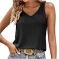 thumbnail image 1 of ATOYSOY Women's Eyelet Loose Tank Tops Dressy Tunic Retro Beach Solid Color Sleeveless Trendy Tees V Neck Casual Workout Versatile Summer Camisole Girls Black M, 1 of 7