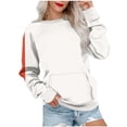 thumbnail image 1 of ATOYSOY Women's Fashion Color Block Pullover with Pockets Crew Neck Sweatshirts Casual Shirts Pockets Long Sleeve Tees Fall Winter Loose Tops Outwear Red XL, 1 of 5