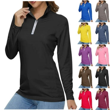 ATOYSOY Women's Fashion Pullover Workout Long Sleeve Tees Quick Drying Fall Winter Loose Mesh Tops Clearance Casual Sports Shirts V Neck Zipper Sweatshirts Outwear Black L