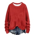 thumbnail image 1 of ATOYSOY Women's Fashion Solid Color Pullover Workout Crew Neck Sweatshirts Outwear Long Sleeve Tees Fall Winter Knitted Sweaters Loose Tops Casual Ribbed Shirts Red S, 1 of 5