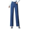 thumbnail image 1 of ATOYSOY Women's Fashion Sweatpants Activewear Jeans Wide Leg Pants for Ladies Casual Work Track Pants High Waist Straight Leg Trousers Relaxed Denim Vacation Blue 34, 1 of 3