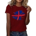 thumbnail image 1 of ATOYSOY Women's Fashion Workout Flag Graphic Independence Day Loose Pullover Summer Regular Tops Short Sleeve Patriotic Shirts Saving Causal July 4th Retro Activewear Girls Red M, 1 of 4