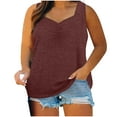 thumbnail image 1 of ATOYSOY Women's Fashion Workout Loose Pullover Dressy V Neck Blouses Activewear Summer Plus Size Tank Tops Sleeveless Basic Tees Casual Pleated Tunic Brown L, 1 of 9