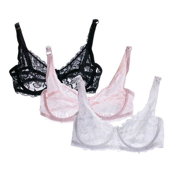 ATOYSOY Women's Floral Lace Underwire Bra Unlined Sheer Mesh Bralette ...