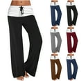 thumbnail image 1 of ATOYSOY Women's High Waist Trendy Pants Activewear Wide Leg Pants Regular Comfy Color Block Bandage Sweatpants Casual Workout Palazzo Pants Trousers Retro Black L, 1 of 5