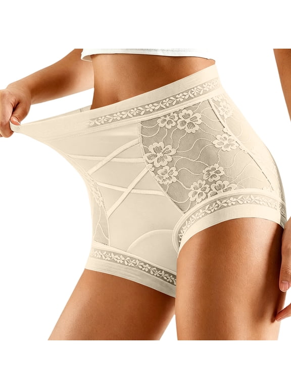 Women's Intimates High Waisted Lace Panties Nylon Soft Moderate Coverage Breathable Ladies Briefs