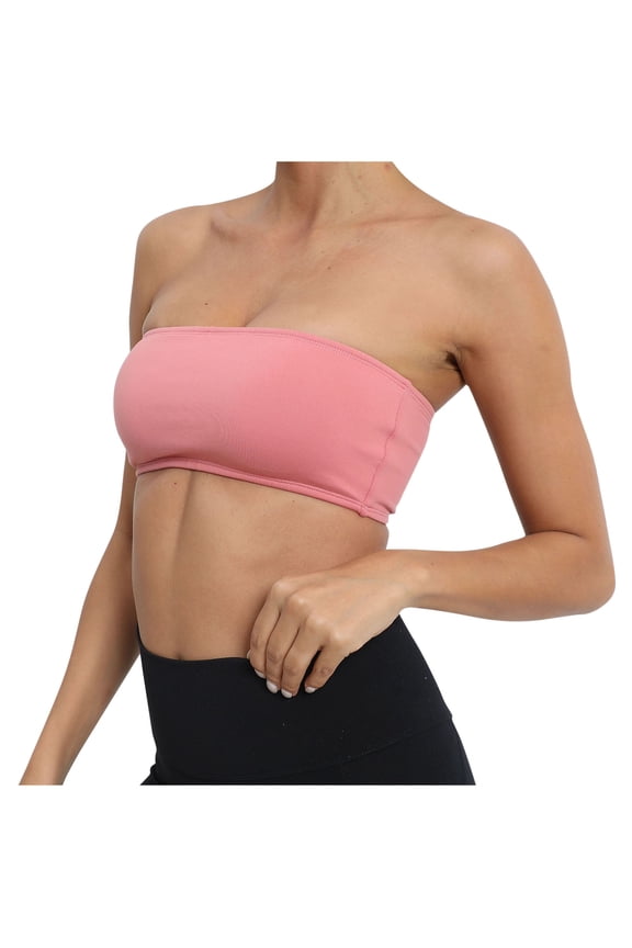 Women's Invisible Tube Tops Bra Everyday Bra Sports Bra Yoga Running Activewear Wrapped Evening Wedding Beach Breathable Push Up Underwear Comfort Bra Pink M