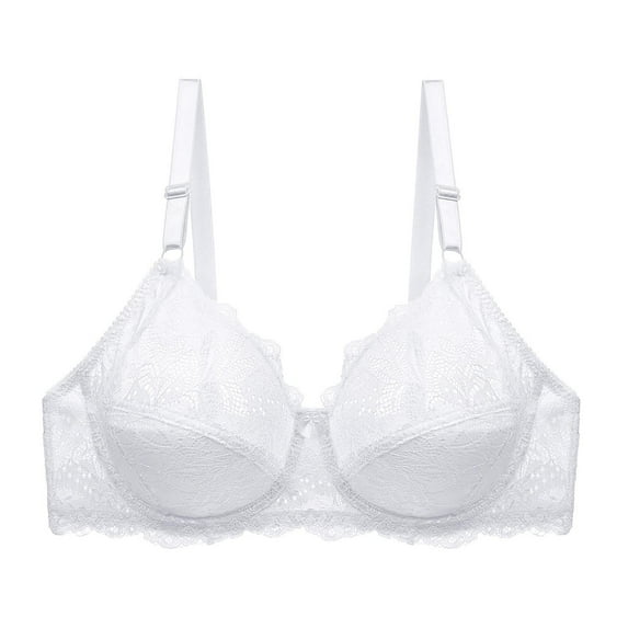 ATOYSOY Women's Lace Splicing Everyday Bra Bralette Underwear Teens Breathable Comfort Bra Push Up Workout Thin Lightly Underwired White XL